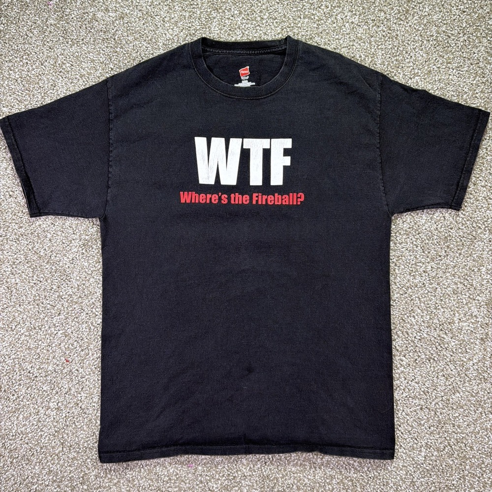 Vintage Fireball Tee Black Size Large Funny Double Sided Liquor
